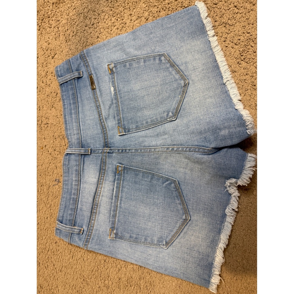 Kancan Los Angeles Light Wash Distressed Frayed Hem Denim Shorts Size M - Picture 2 of 6